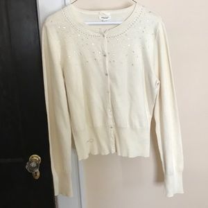 American eagle cream beaded sequin sweater~CREAM~cotton~lambswool~size XL